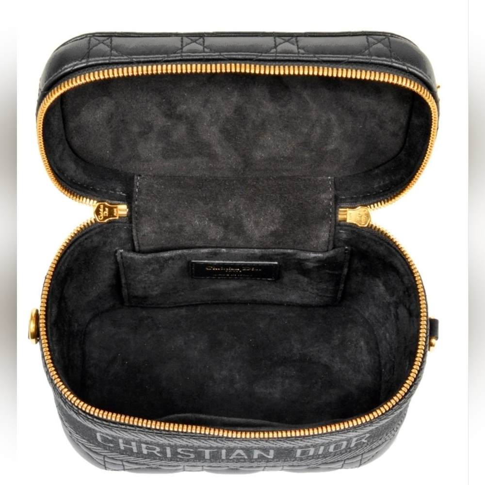 Christian Dior Vanity Bag Shoulder Leather Canvas Black Crossbody/Top Handle - Picture 6 of 16